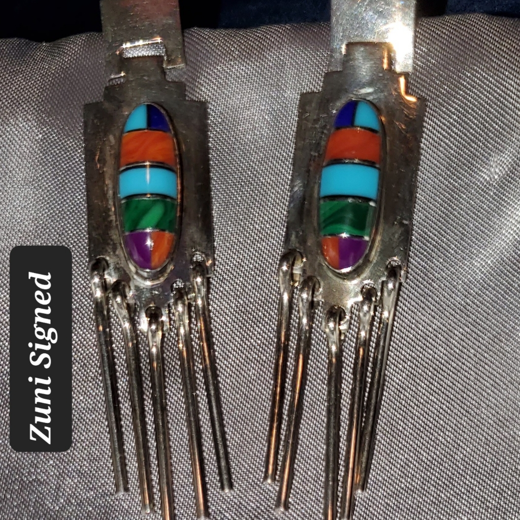 Vintage Native American Zuni Sterling Silver Earrings 130$